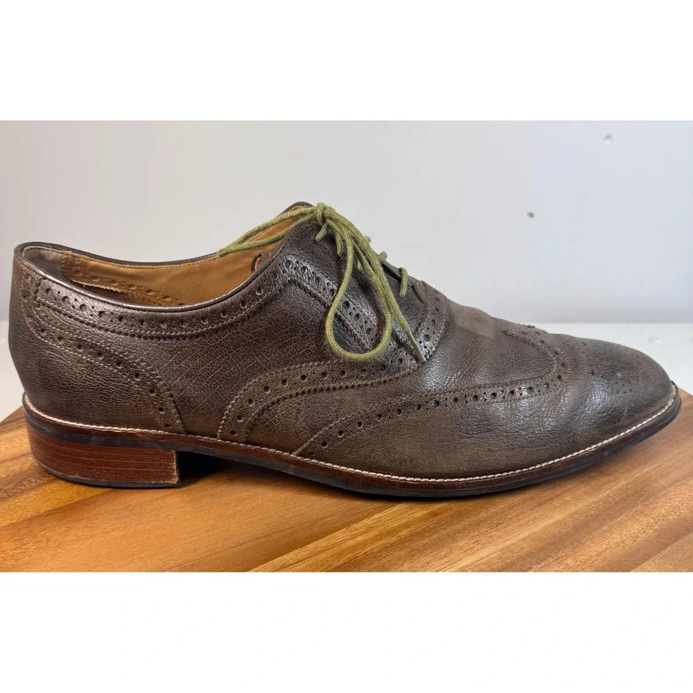 Cole Haan Mens Wingtip Oxfords Brown Leather Grand OS Lace Up Dress Shoes Sz 15M